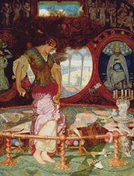 The Lady of Shalott, ca. 1886-1905 (olje på panel) (se også 495754)