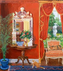 Red Hallway (viktoriansk stil) (olje uten brett)
