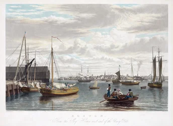 Boston, fra Ship House, vestenden av Navy Yard, ca. 1833