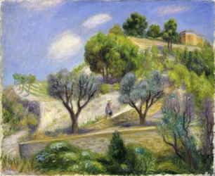 Vence-åsen - quot;Terrasjert ås, Vencequot; Maleri av William James Glackens (1870-1938) Olje på lerret