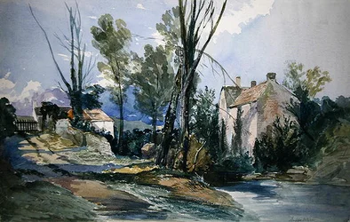 A Staffordshire Mill (akvarell på papir)