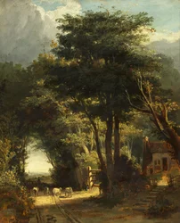 Landskap med Frenchay Church in the Distance (olje på lerret)