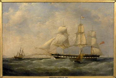 Indiaman-skipet «Trafalgar», utenfor kysten av Dover (England), bygget i 1848 i Blackwall (England), for reisen fra London til Calcutta (India)