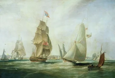 Yachts Racing off the Castle, Cowes (olje)