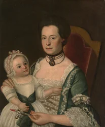 Fru Jacob Hurd og barn, ca. 1762.