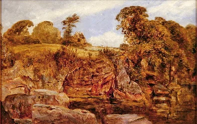 Nær Roslyn Castle, Skottland (olje på panel)