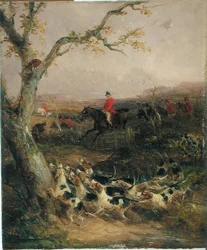 En sørlig vind og en overskyet himmel Proklamere det en jaktmorgen (olje om bord) (se 225061-225062)