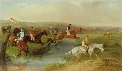 Steeplechasing: The Brook (olje på lerret)