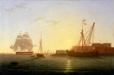 Ankomsten av HMS#39; Clyde til Sheerness, England, morgenen 30. mai 1797, etter å ha rømt midt på natten fra #39;Nore#39;-mytteristene, ledet av Richard Parker (1867-1897)