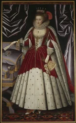 Lucy Russel, comtesse Bedford (nee Harington) - Portrett av Lucy Russell, grevinne av Bedford (1580-1627), født Harington, av Larkin, William (1580-1619). Olje på lerret