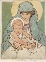 Jomfru Maria med spedbarnet Kristus (håndfarget tørrnipp)