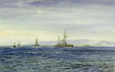 HMS #39;Albemarle#39;, i Firth of Moray (Skottland), en trekantet inngang til Nordsjøen, dette krigsskipet tjente under første verdenskrig som patruljebåt for Kanalflåten, deretter tjente det som isbryter for å hjelpe Archangel i 1916.