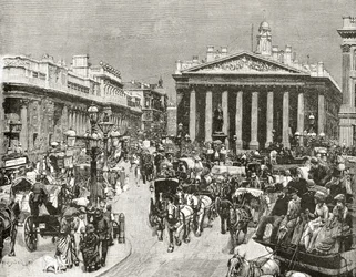 Bank of England og Royal Exchange i det nittende århundre, fra 