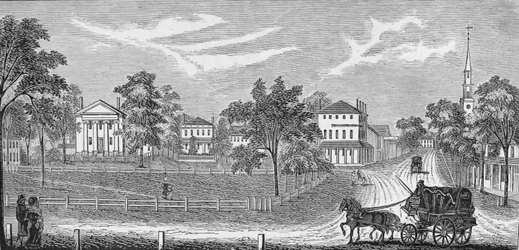 President Lincoln forlater Davis Mansion, illustrasjon fra 