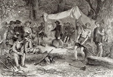 Den første dagen i Jamestown, 14. mai 1607, fra 