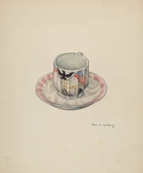 Kopp og tallerken, ca. 1940.