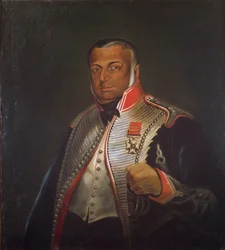 Oberst James Skinner CB (1778-1841) 1st Regiment of Local Horse, ca. 1836 (olje på lerret på panel)