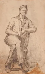 Sittende mann, ca. 1870.