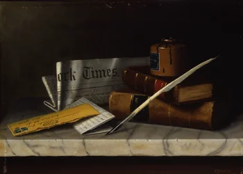 Stilleben med brev til Mr. Clarke, 1879 (olje på lerret montert på masonitt)