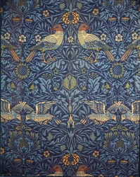 Fugler. Dekorativt stoff, 1878.