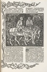 Illustrasjon til historien «Brønen ved verdens ende». Illustrasjon og design av William Morris.