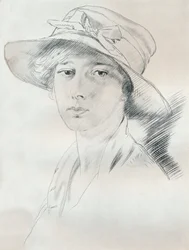 Portrettstudie med blyant, 1900-tallet 1932