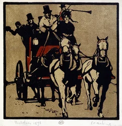 En vogn eller en flid: "" Coaching"" - av William Nicholson (1872-1949)
