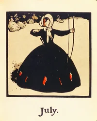 Juli måned, fra 'An Almanac of Twelve Sports', med ord av Rudyard Kipling, først utgitt av William Heinemann
