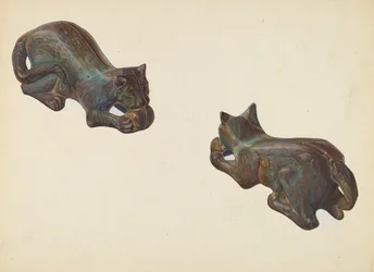 Myntbank for katt og ball, ca. 1939.