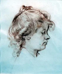 Portrett av Ida Nettleship, kona til Augustus John (rødt kritt)