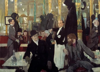 Den kongelige kafeen i London. Detalj. Maleri av Sir William Orpen
