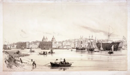 Utsikt over Greenwich over Themsen, London, c1841.