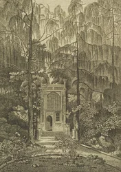 Utsikt over kapellet i hagen ved Strawberry Hill, gravert av Godfrey, 1784