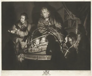 En filosof holder et foredrag om Orrery