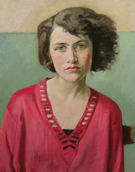 Portrett av en jente i rosa