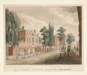 Utsikt over Third Street fra Spruce Street, Philadelphia