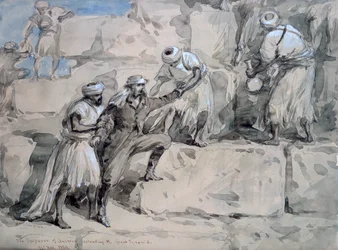 Keiseren av Østerrike som bestiger den store pyramiden, Egypt, 1869.