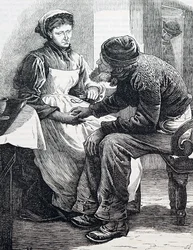 Et eldre ektepar. Av William Small (1843-1929), en engelsk illustratør. 1880 (gravering)