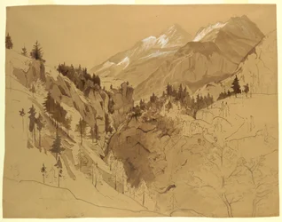 Tegning, Fjell nær Meiringen, Sveits, 1856