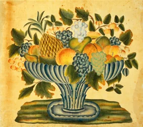Fruktskål, ca. 1830–1840 (akvarell på fløyel (teoremmaleri))