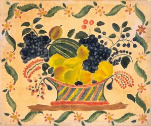 Fruktkurv, ca. 1830 (akvarell på fløyel (teoremmaleri))