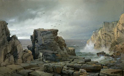En steinete kyst, 1877.