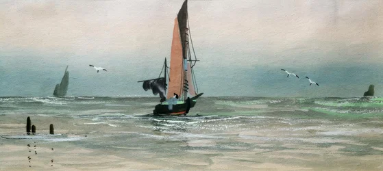 Seascape’, Akvarell, 10,6 × 23,8 cm