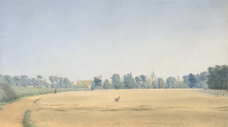 Utsikt over University Park med utsikt mot New College, Oxford, etter 1825.