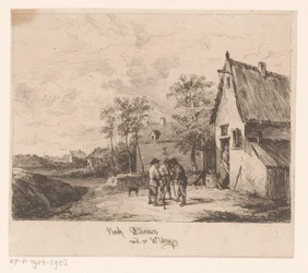 Tre menn foran et vertshus