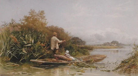 Ålefangere på Themsen, ca. 1870 (akvarell på papir)