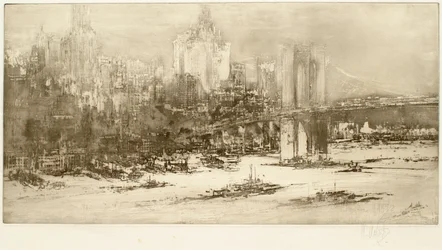 Brooklyn Bridge, New York (stor plate)