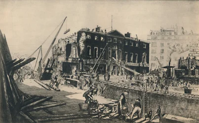 Riving Devonshire House, 1927.