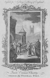 Dronning Emmas kyskhet prøvde av prøvelsesild, 1773.