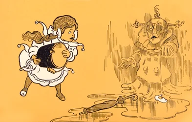 Den onde heksen fra Vesten smelter bort, fra «Trollmannen fra Oz» av L. Frank Baum